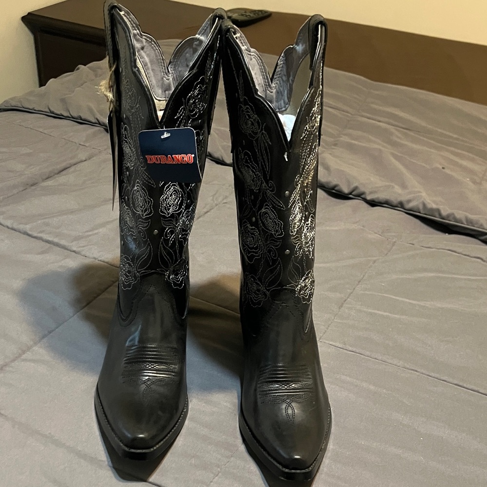 Durango Black Boots with Silver Detailing